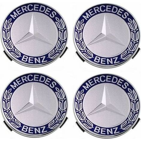 Lot de 4 cache-moyeux compatibles avec Mercedes Benz 75 mm - Bleu,TRIMEC (1/5)