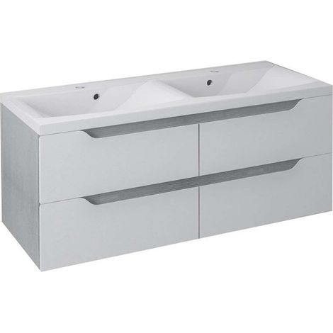 Sapho Wave - Mobile sotto lavabo doppio 1200x500x480 mm, rovere bianco/argento WA120-3011