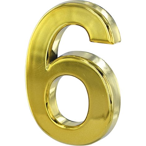 Numero civico adesivo 6, altezza 50 mm, finitura ottone – THIRARD (1/2)