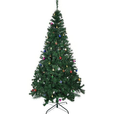 Árbol de Navidad Artificial 210 cm Ignífugo con 1036 Ramas Adornos Decorativos Hojas de PVC Apertura Automática Soporte Metálico Decoración Navideña (1/5)