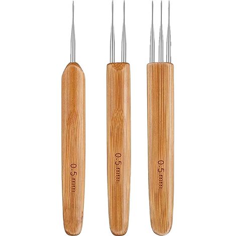 Kit per uncinetto per dreadlock, uncinetti di precisione, acconciature facili, 0,5 mm, 3 pezzi (1/2)