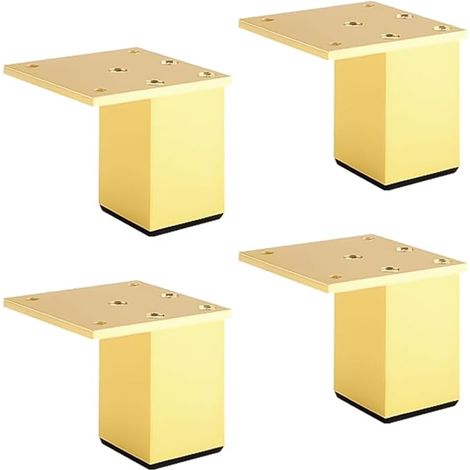 4pcs Adjustable Furniture Legs, Square Furniture Legs, Gold Anodized Aluminum Alloy Table Legs, Height: Sofa Legs, Cabinet Legs, Kitchen Legs, 50mm (1/5)