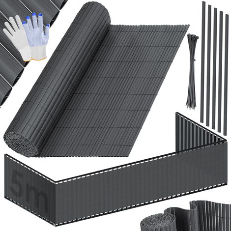 KESSER® PVC privacy screen fence privacy screen fence balcony panelling windbreak weatherproof reinforced slats for garden balcony terrace outdoor black / 80 x 500 cm