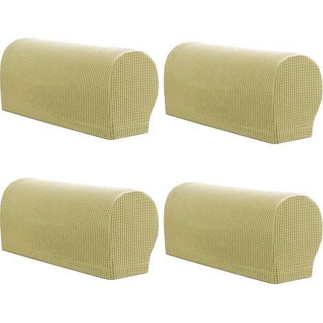 4 pièces Stretch Fauteuil Couch Accoudoir Housse Anti-Slip Canapé Chaise Protecteur (Jaune Clair) (1/5)