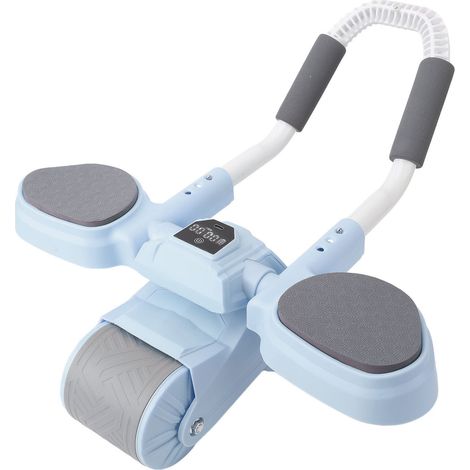 Roue abdominale à rebond automatique, sans fil, rechargeable, avec minuterie intelligente, pour la maison (bleue) (1/5)