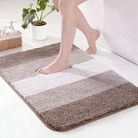 Badematte, Mikrofaser, rutschfest, saugfähig, schnelltrocknend, für Badezimmer, 40 x 60 cm, braun (1/5)