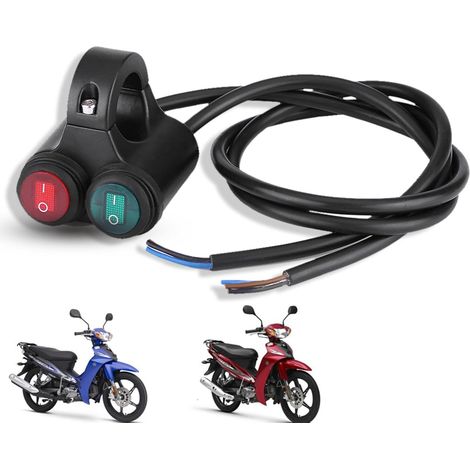 Interrupteur de Guidon de Moto, Guidon Universel pour Scooters Interrupteur à Double Bouton pour Phares Feux de Freinage Antibrouillard Klaxon Interrupteur de Barre Lumineuse pour Moto (D) (1/5)