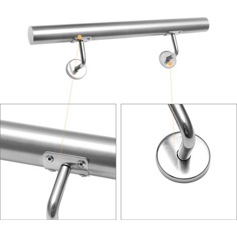 SWANEW Corrimano in acciaio inox V2A per scale - Supporto a parete, scelta 200 cm (1/5)