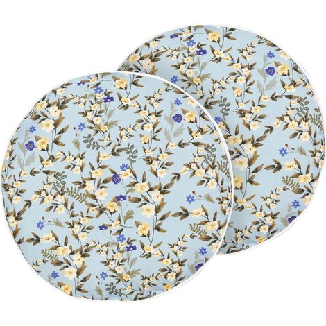 Conjunto de 2 cojines de jardín almohada de exterior ⌀ 40 cm poliéster motivo floral azul Valloria