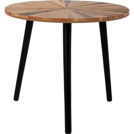 Mesa auxiliar redonda de madera y metal marron 60x60x50 (1/5)
