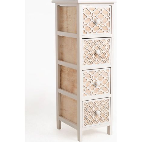 Muebles Auxiliares - Mueble Auxiliar Egle Blanco Estrecho 4 Cajones