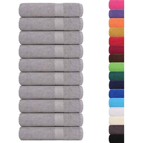 Toallas de invitados 10 uds 100% algodón gris 70x140cm 360gsm vidaXL
