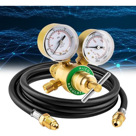 Détendeur argon/CO2 pour soudage TIG/MIG, double manomètre, tuyau de 2 m, raccord d'entrée CGA580, pression d'entrée 0-4000 PSI (1/5)