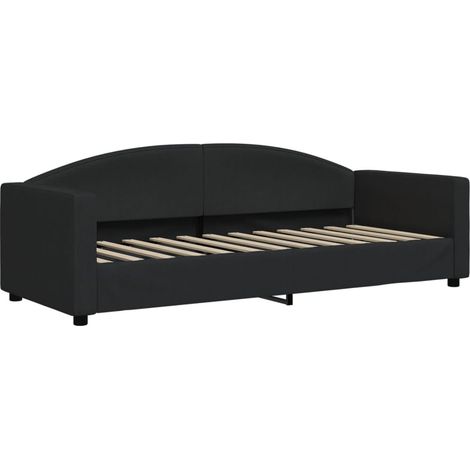 Lit simple,Lit adulte,Lit de repos sans matelas noir 80x200 cm tissu CFW78738 (1/5)
