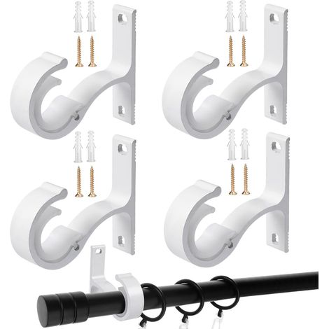 4 Pièces Support Tringle Rideau Réglable avec Accessoires de Montage (1/5)