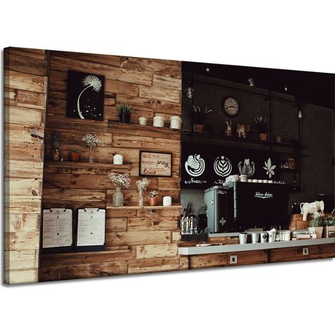 Leinwandbild „Holz-Retro-Küche“, 120 x 70 cm