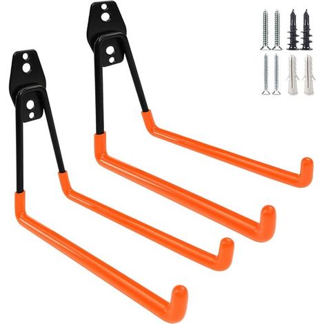 Crochets - Crochets porte-serviettes - Crochets de garage robustes de 7,5 pouces pour fixation murale et suspension d'outils de jardinage, tuyaux d'arrosage, échelles et plus encore. (1/5)