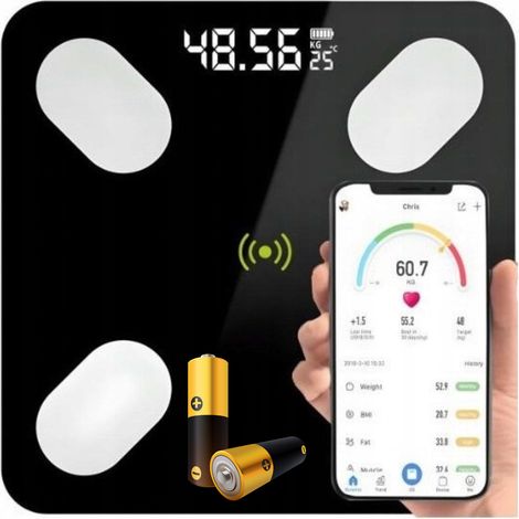 Intelligente analytische Personenwaage Bluetooth Schwarz