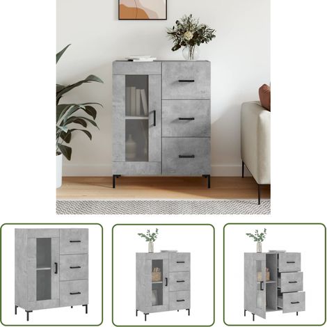 Furniture Limited - Buffet gris béton 69,5x34x90 cm bois d'ingéni (1/5)