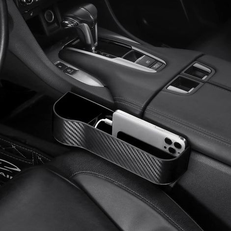 Borse portaoggetti per seggiolini auto, confezione da 2, tasche laterali per la console centrale, contenitore multifunzionale con portabicchieri, accessori per auto (nero).