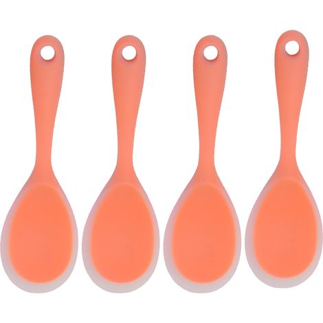 Ensemble de cuillères à riz en silicone, antiadhésives et résistantes à la chaleur, pour le riz, la purée de pommes de terre et plus encore (orange transparent)