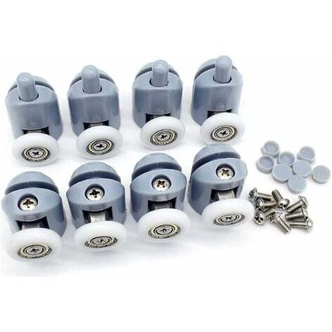 BUNTHAUS Lot de 8 roulettes pour porte de douche - Pièces de rechange pour porte de douche - 4 roulettes supérieures + 4 roulettes inférieures - 23 mm