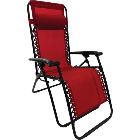 Terre Jardin – Fauteuil transat pliable multiposition avec appui-tête réglable – Structure en acier – Toile textilène durable – Dimensions L90×l65,5×H110cm