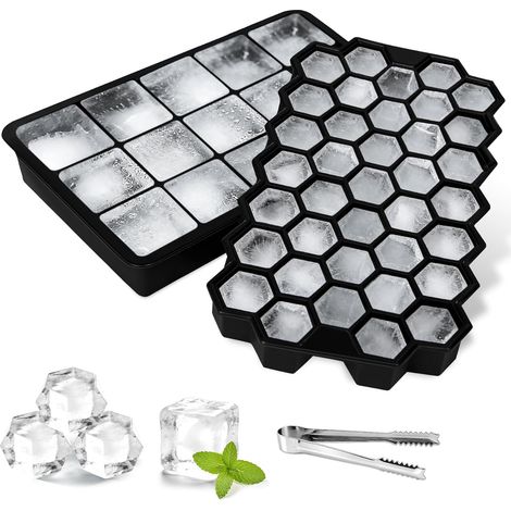 Moule à Glaçons, Bac à Glaçons en Silicone avec Couvercle, Bac a Glacon pour Whisky, Cocktails, Bière, Vin, Boissons Réfrigérées, Empilable Reutilisable (1/5)