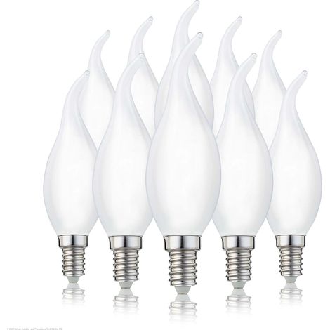 Ampoules LED E14, Lot de 10, Ampoule E14 LED blanc chaud à Forme Bougie Flamme, 250 lm, 2,2 W (équiv. à lampe incandescence 25 W), 2700 K blanc chaud, Sans scintillement, Verre opale 207408 (1/5)