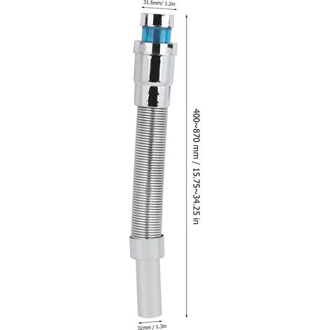 Siphon Flexible Anti-Odeurs pour Évier Salle de Bain et Cuisine avec Embout 32mm - Matière Plastique Plaqué, 400-870mm (1/5)