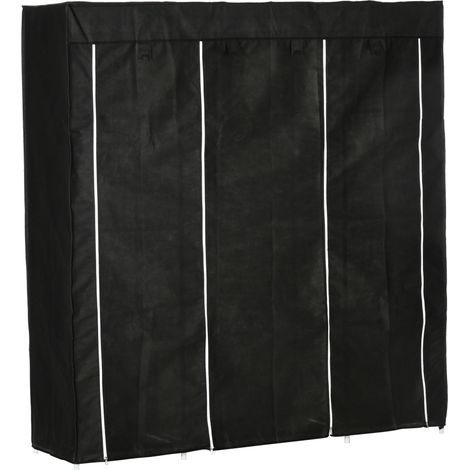 Stoffkleiderschrank mit Reißverschluss, 1 Kleiderstange, 10 Ablagen, 150 x 43 x 162,5 cm (1/5)