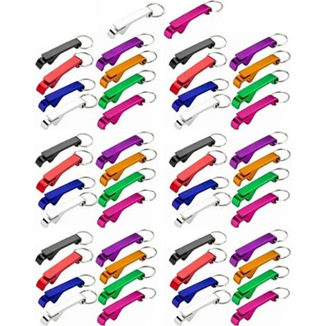 50 pièces Porte-clés Ouvre-bouteille Aluminium Mini Ouvre-bouteille de Poche Coloré pour Bières et Boissons (1/5)