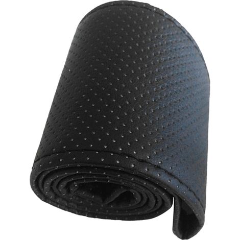 Volant Voiture Universel Cousu Main Cuir Microfibre Perforé, Housse Volant Auto Antidérapant, Diamètre 38 cm, Noir (1/5)