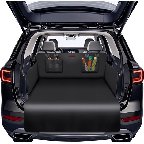 Protection Imperméable et Anti-Dérapante pour Coffre de Voiture Tapis Universel pour Chiens, Adapté aux Voitures et SUV, Facile à Nettoyer, avec Poches et Protection de Pare-Chocs (Noir) (1/5)