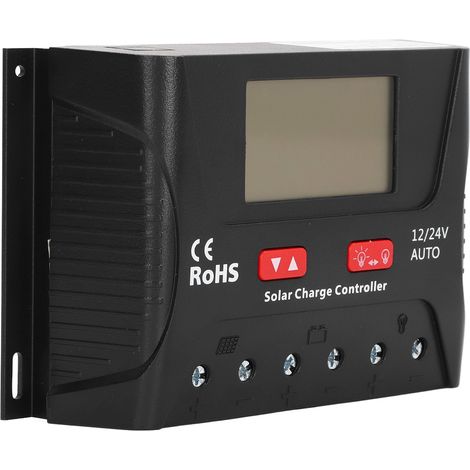 Contrôleur de charge/décharge solaire avec écran LCD, régulateur PWM à 3 étages pour panneaux solaires, 40 A, 12 V/24 V (1/5)