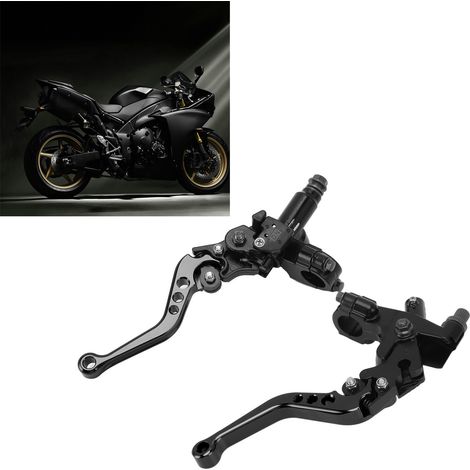 Accessoires moto : tige de pompe de frein et d'embrayage pour Honda, Yamaha, Kawasaki et Suzuki (vendue par paire, gauche et droite), noire. (1/5)