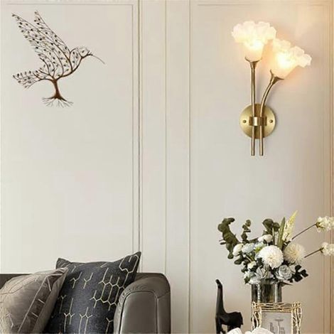 Oiseau en métal avec branches et feuilles - Décoration murale (1/5)
