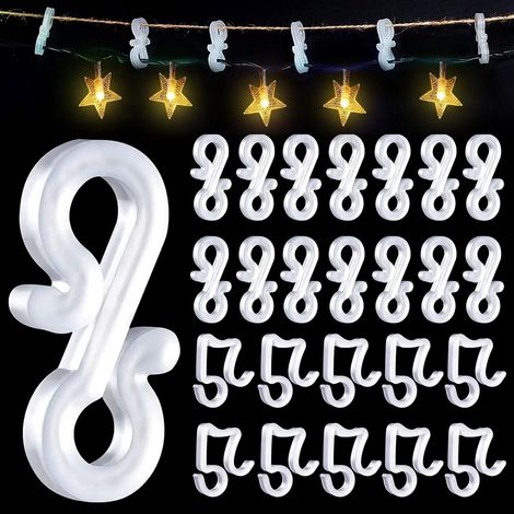 100 Stück Weihnachtslichterhaken, Dachrinnenhaken, robuste Lichterclips, Weihnachtslichterhaken und -clips für den Außenbereich zur Befestigung von Weihnachtsbeleuchtung