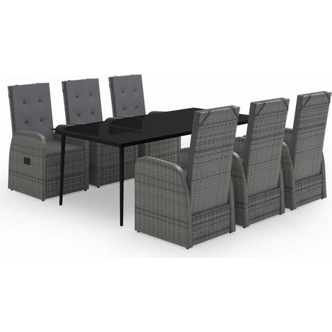 Conjunto de comedor de jardín muebles de exterior con cojines 7 piezas gris 020014171 (1/5)