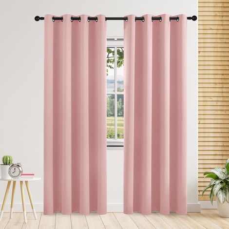 Rideau Occultant Thermique Court Rose clair 2 Panneaux 150x250cm, Séparation Anti-UV pour Chambre et Maison, Rideaux Modernes pour Fenêtre (1/5)
