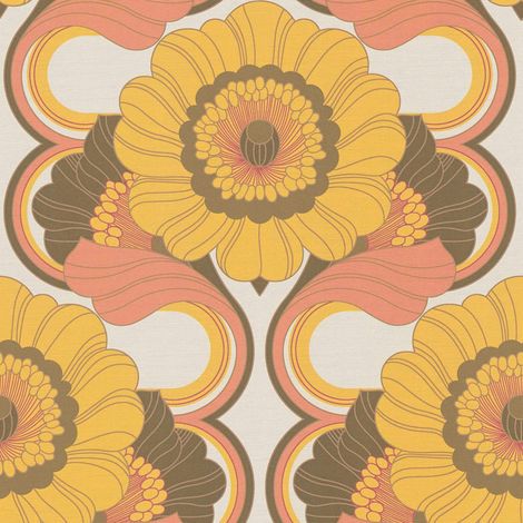AS Creation 70's Retro Floral Chic Brown Wallpaper Textured Paste The Wall (1/4)