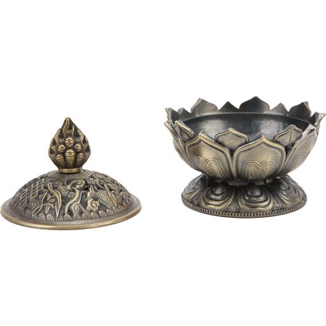 Brûleur d'encens en bronze antique, résistant à la corrosion, inoxydable, durable, réchaud à charbon classique pour décoration intérieure (1/5)
