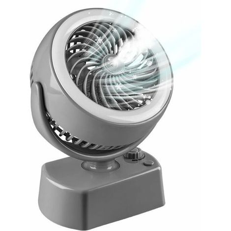 ®Rising FF Ventilateur brumisateur portable, silencieux, rechargeable par USB, avec veilleuse, idéal pour les voyages (gris) (1/5)