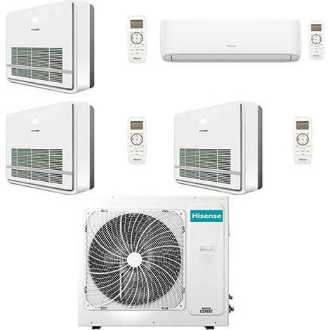 Klimaanlage Hisense Konsole + Hi Comfort WiFi R32 Split-Inverter-Panels 9000 + 9000 + 9000 + 12000 BTU mit E.U. 4AMW81U4RJC NEUE Klasse A++/A+