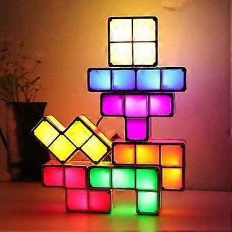 Filiyano – lampe de table USB – Veilleuse empilable pour enfants, lampe de table USB à détection de puzzle, lampe cube puzzle Tangram à monter (1/5)