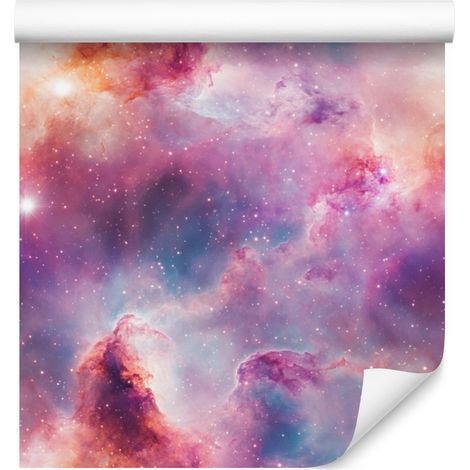 Papel pintado de galaxia en acuarela violeta y morado, fondo coral 50x1000 cm (1/5)