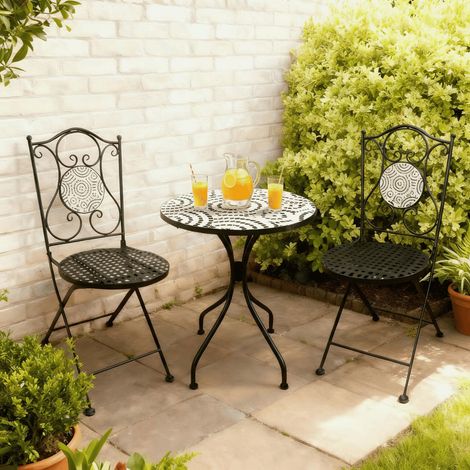 Carlton Bistro Set Outdoor Patio Garden Furniture Round Table and 2 Chairs Metal (1/5)