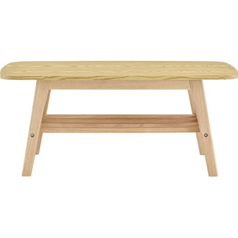 Table basse en bois massif avec plateau moulé sous vide et rangement double niveau (1/5)