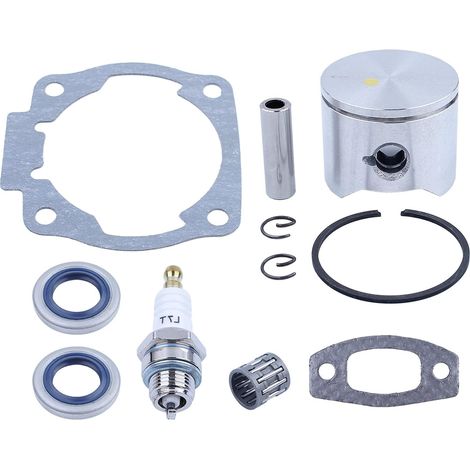 Kit de goupille de piston 45 mm pour Husqvarna 51, tronçonneuse 503 16 77-01 avec joint de cache-culbuteurs, piston, goupille, segment, circlip, joint, roulement à aiguilles, bougie d'allumage, joint (1/5)