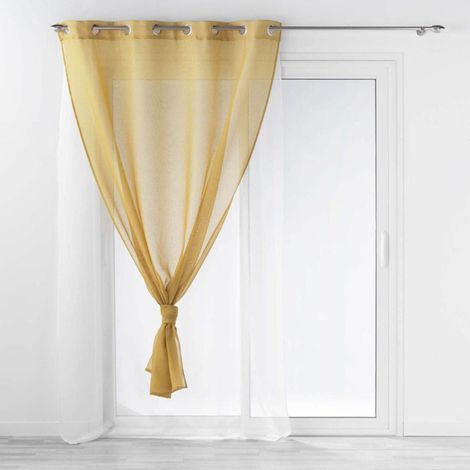Rideau Voilage à Œillets "Duetto" 140x240cm Miel & Blanc (1/3)